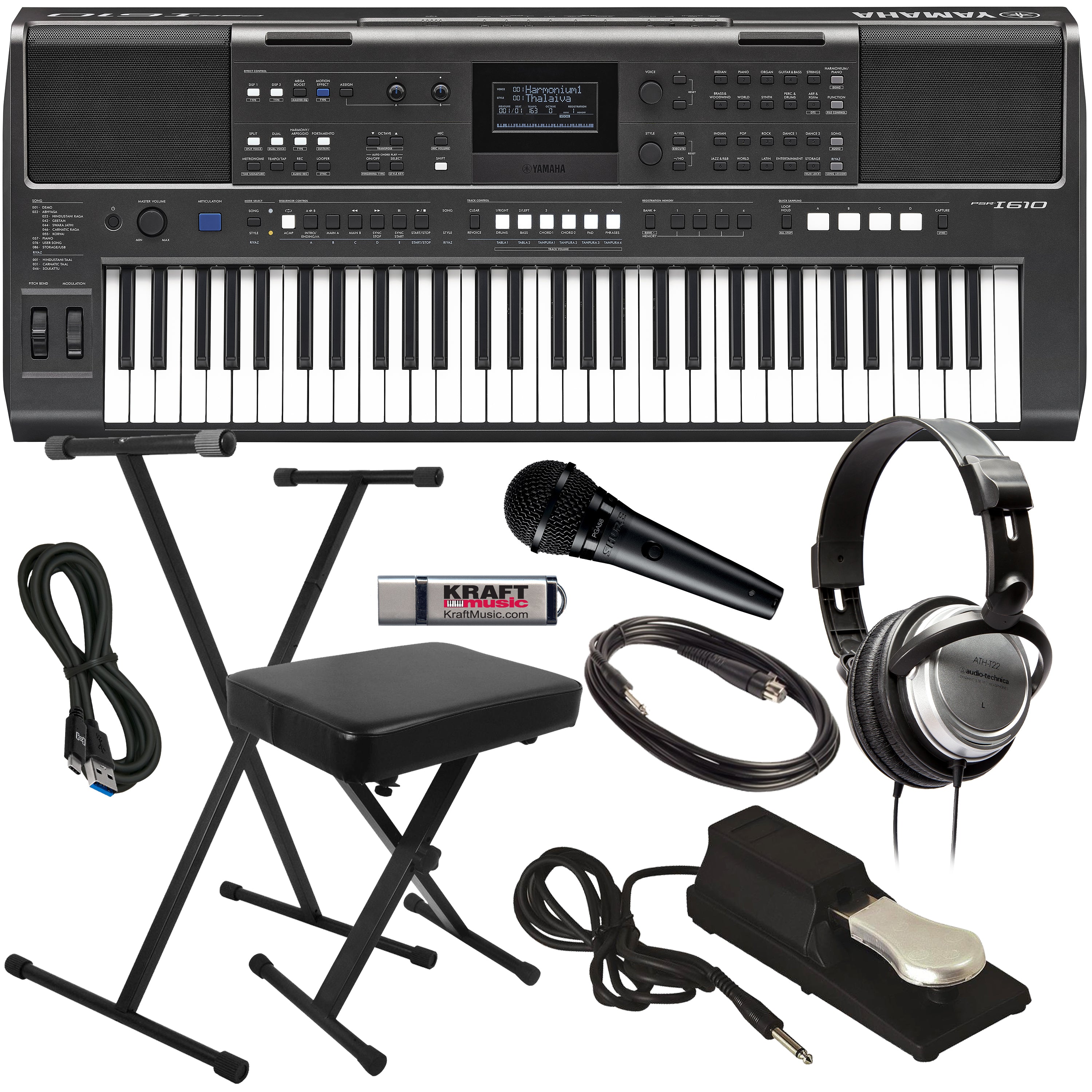 Yamaha PSR-I610 Portable Keyboard for Indian Music COMPLETE HOME BUNDLE