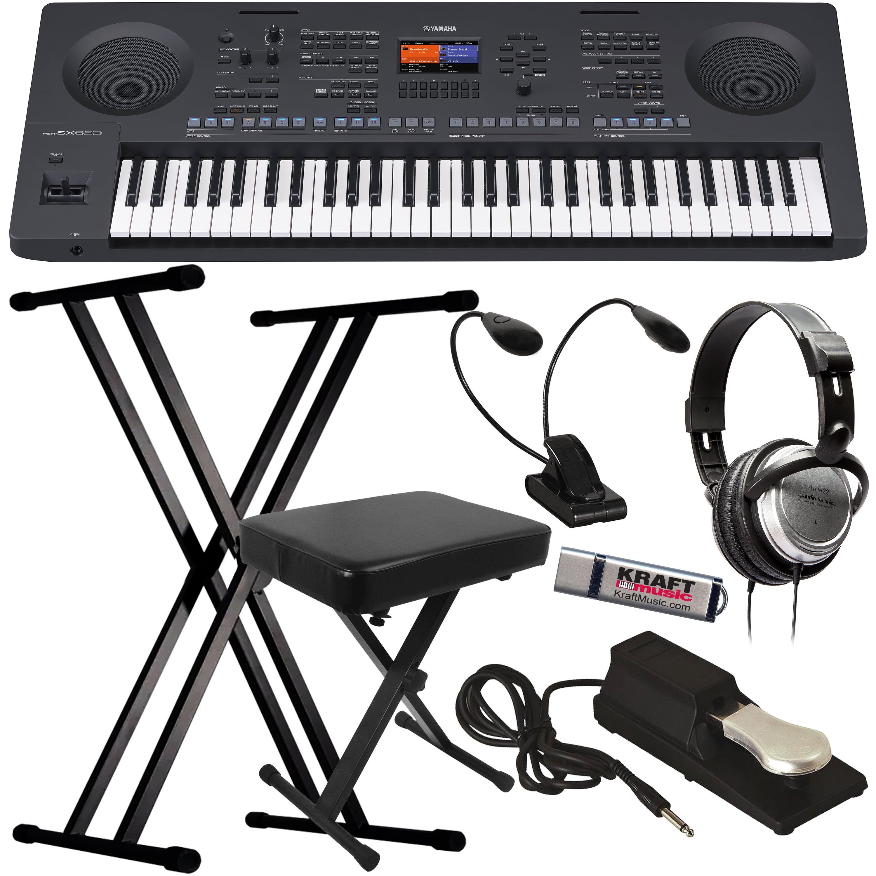 Yamaha PSR-SX620 61-key Arranger Keyboard KEY ESSENTIALS BUNDLE