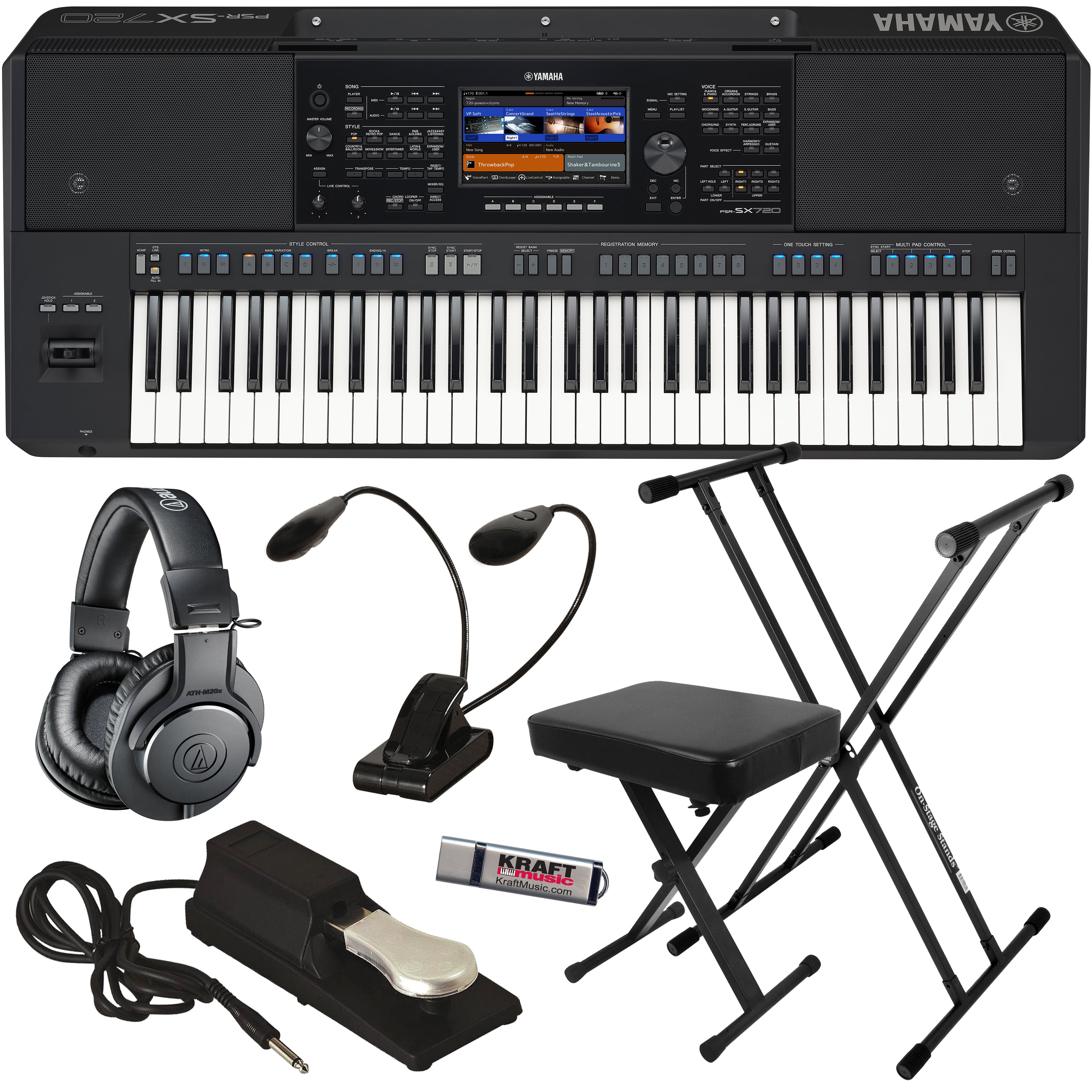 Yamaha PSR-SX720 61-key Arranger Keyboard KEY ESSENTIALS BUNDLE