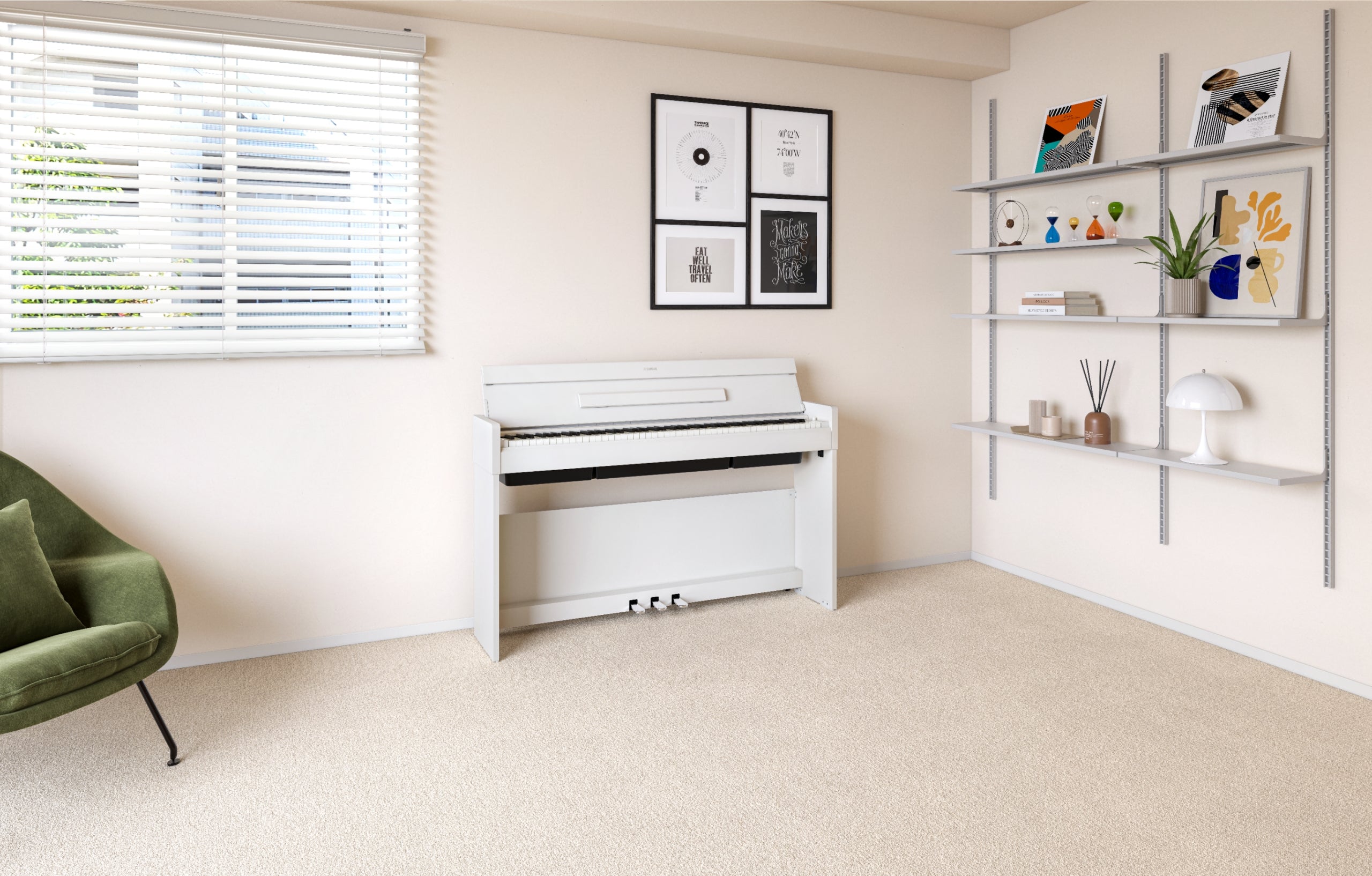 Yamaha Arius YDP-S36 Digital Piano - White, View 8