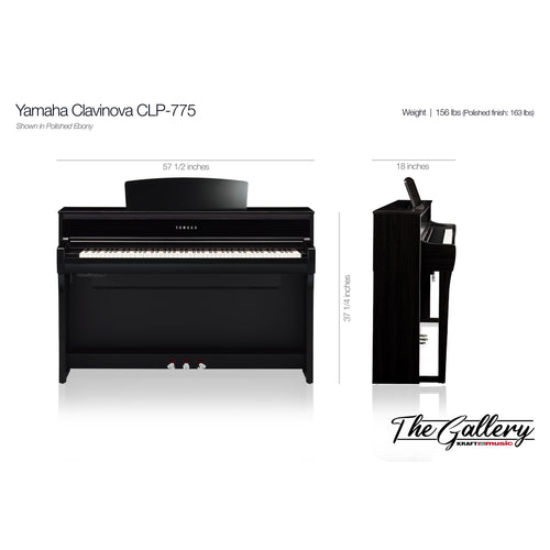 Yamaha Clavinova CLP-775 Digital Piano - Dimensions