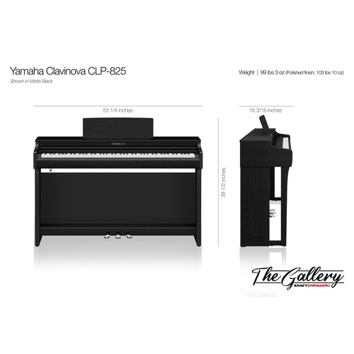 Yamaha Clavinova CLP-825 Digital Piano - Dimensions