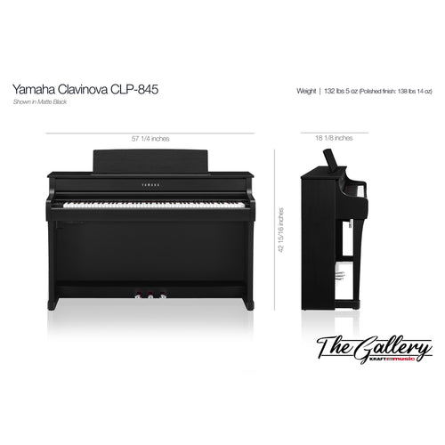 Yamaha Clavinova CLP-845 Digital Piano - Dimensions