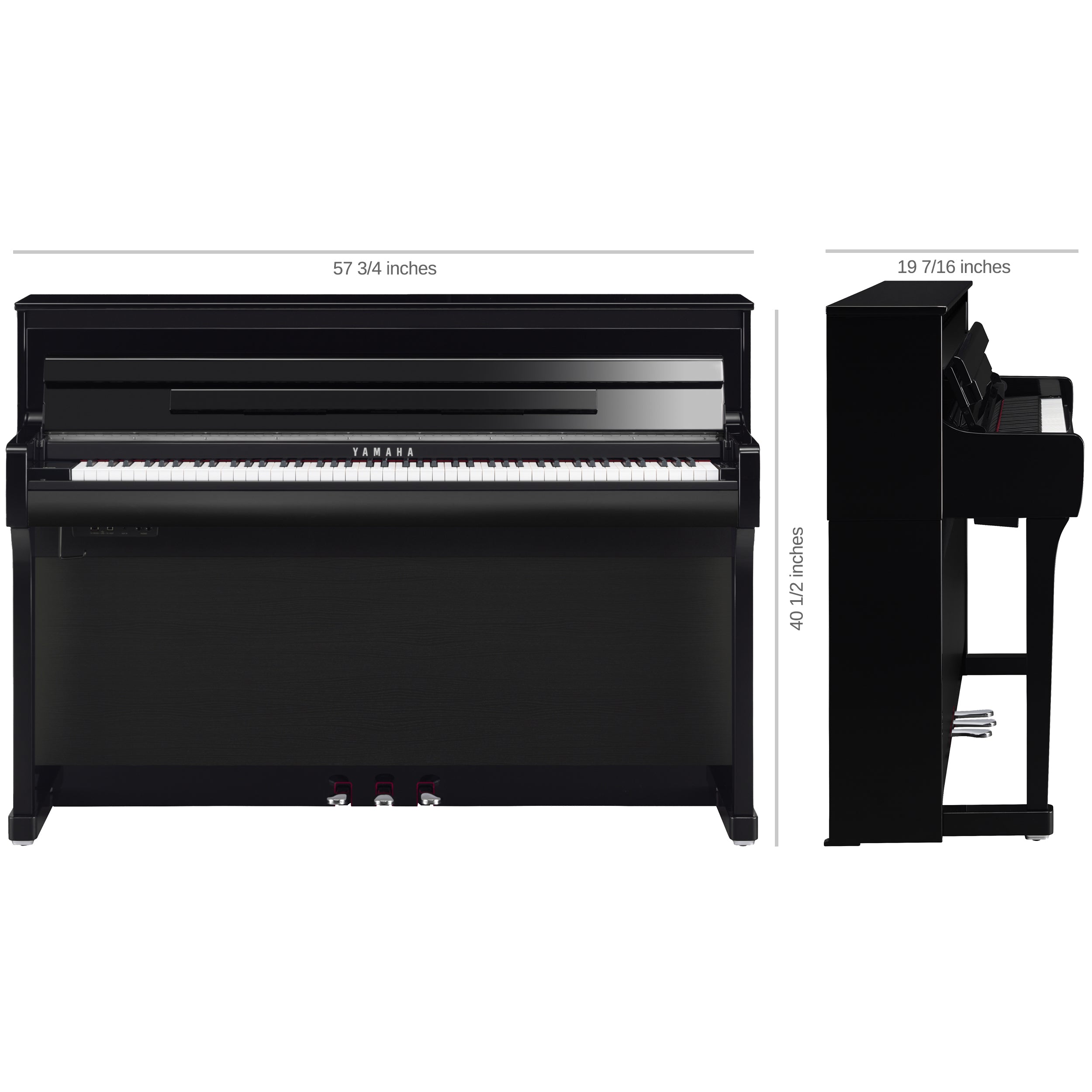 Yamaha Clavinova CLP-885 Digital Piano - Dimensions