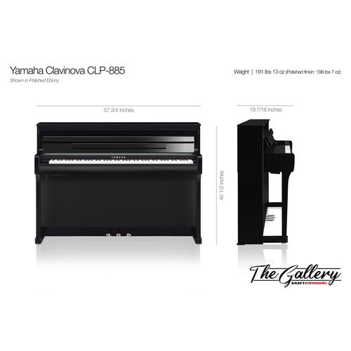 Yamaha Clavinova CLP-885 Digital Piano - Dimensions