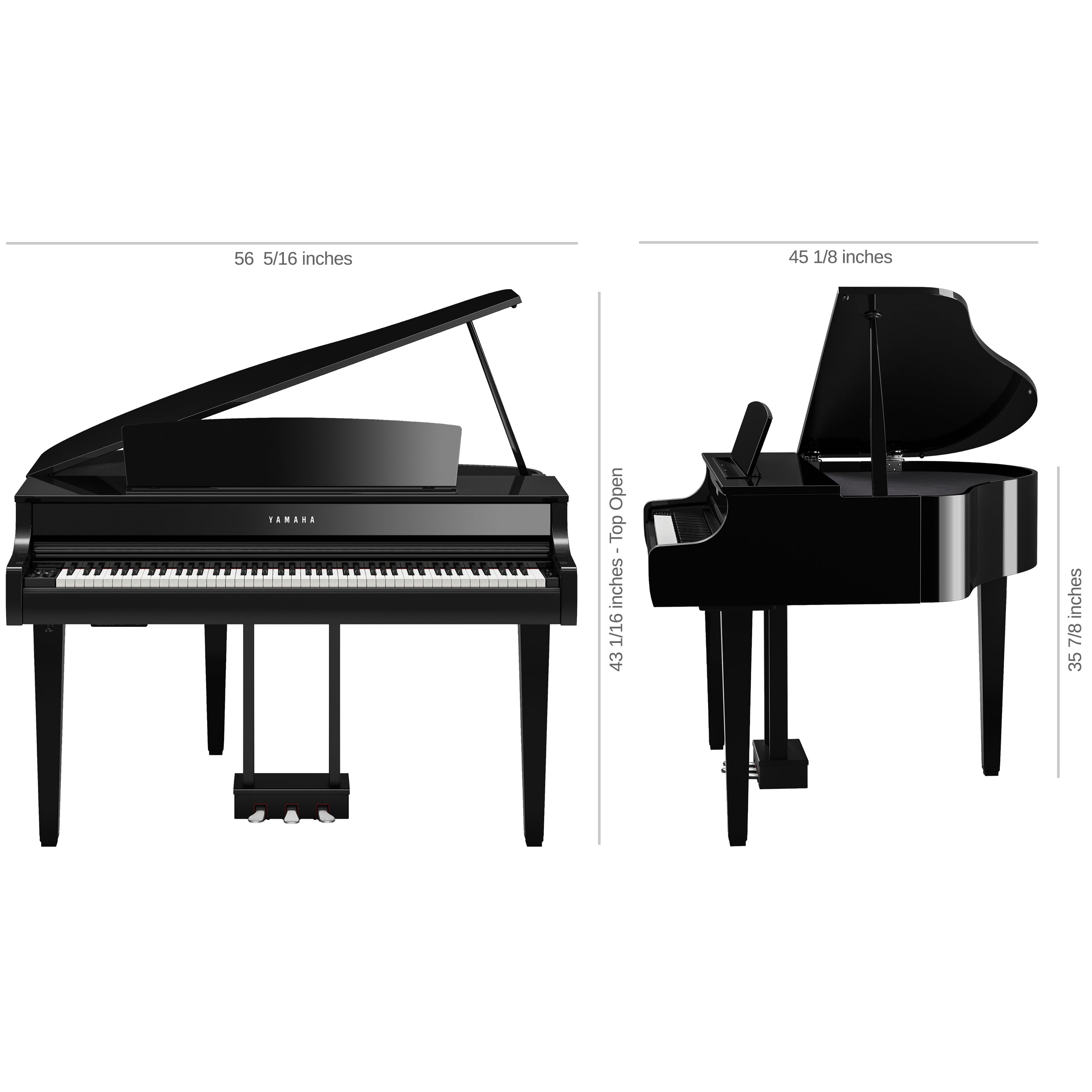 Yamaha Clavinova CLP-865GP Digital Piano - Dimensions