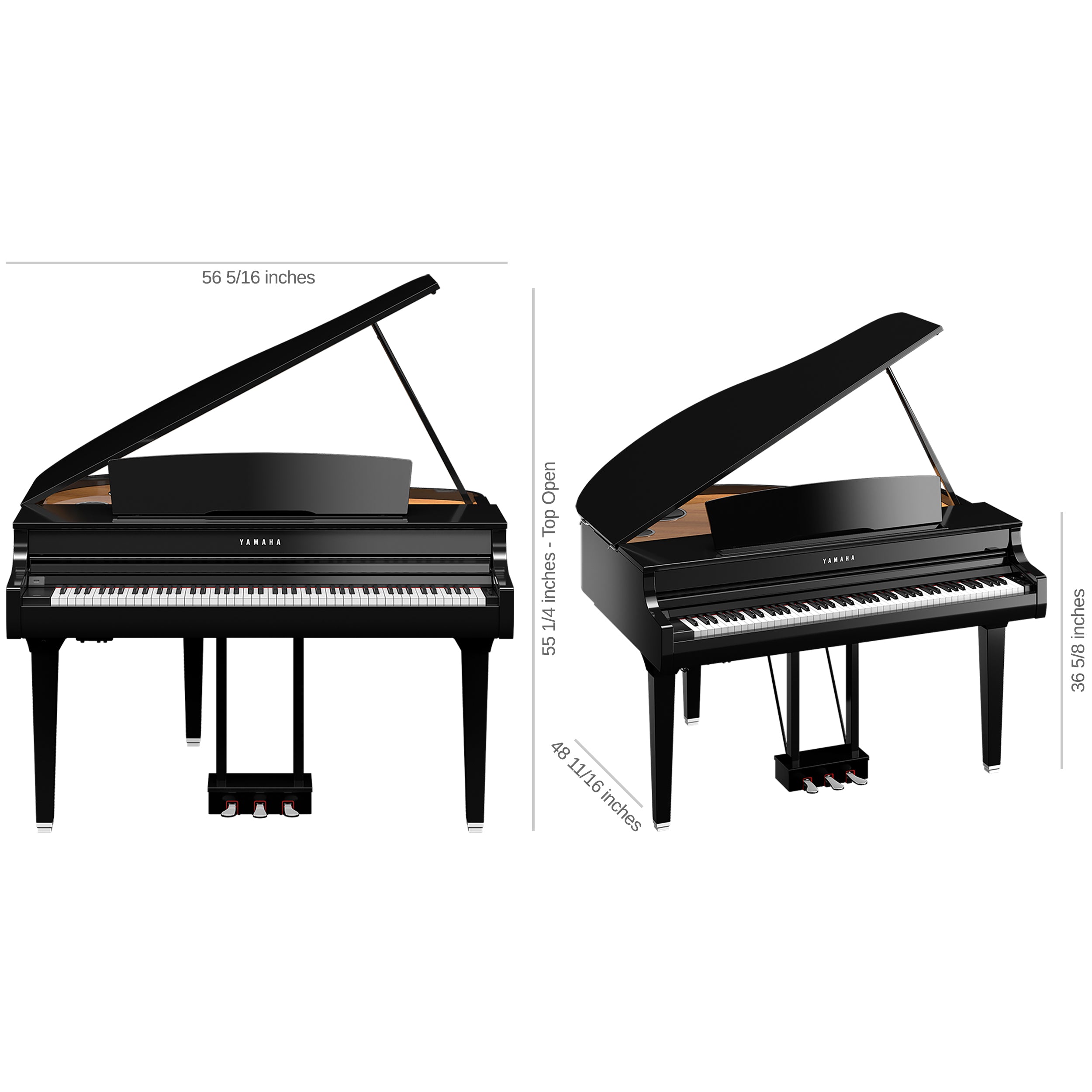 Yamaha Clavinova CSP295GP Digital Grand Piano - Dimensions