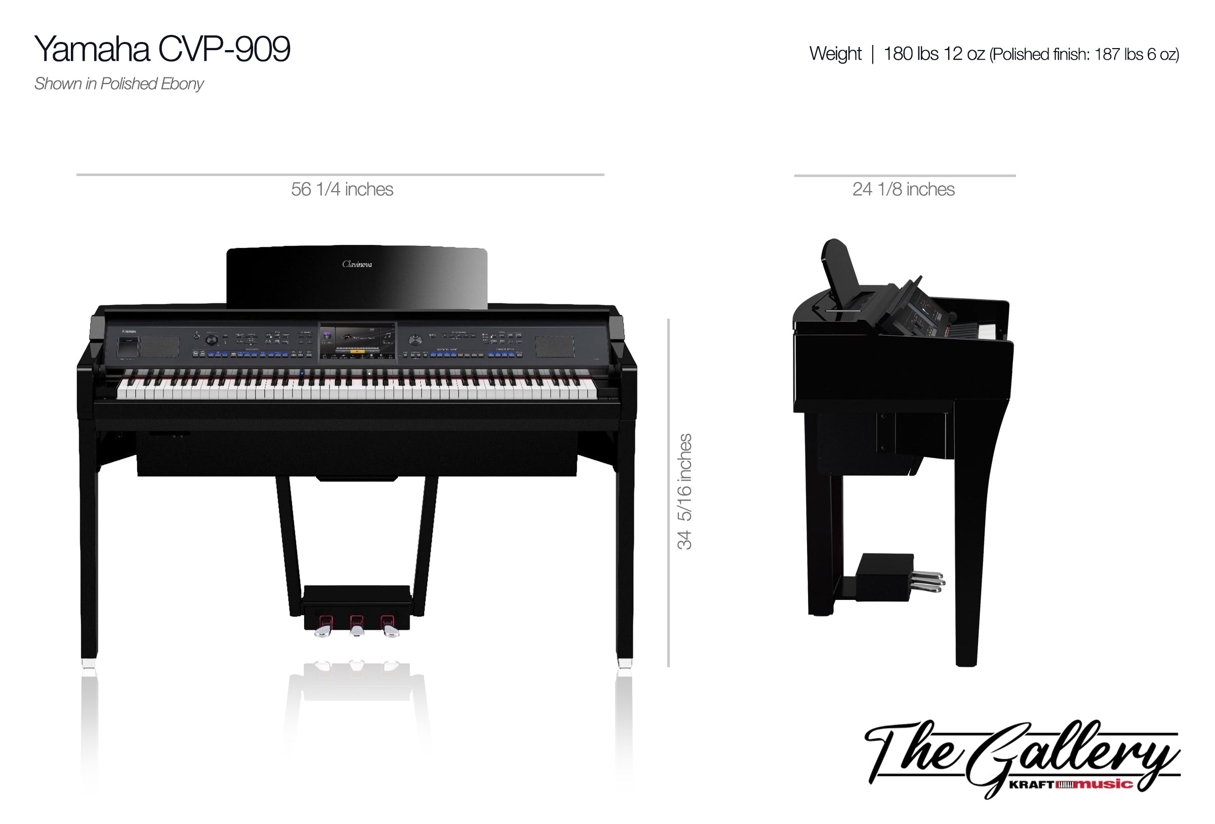 Yamaha Clavinova CVP-909 Digital Piano - Polished Ebony – Kraft Music