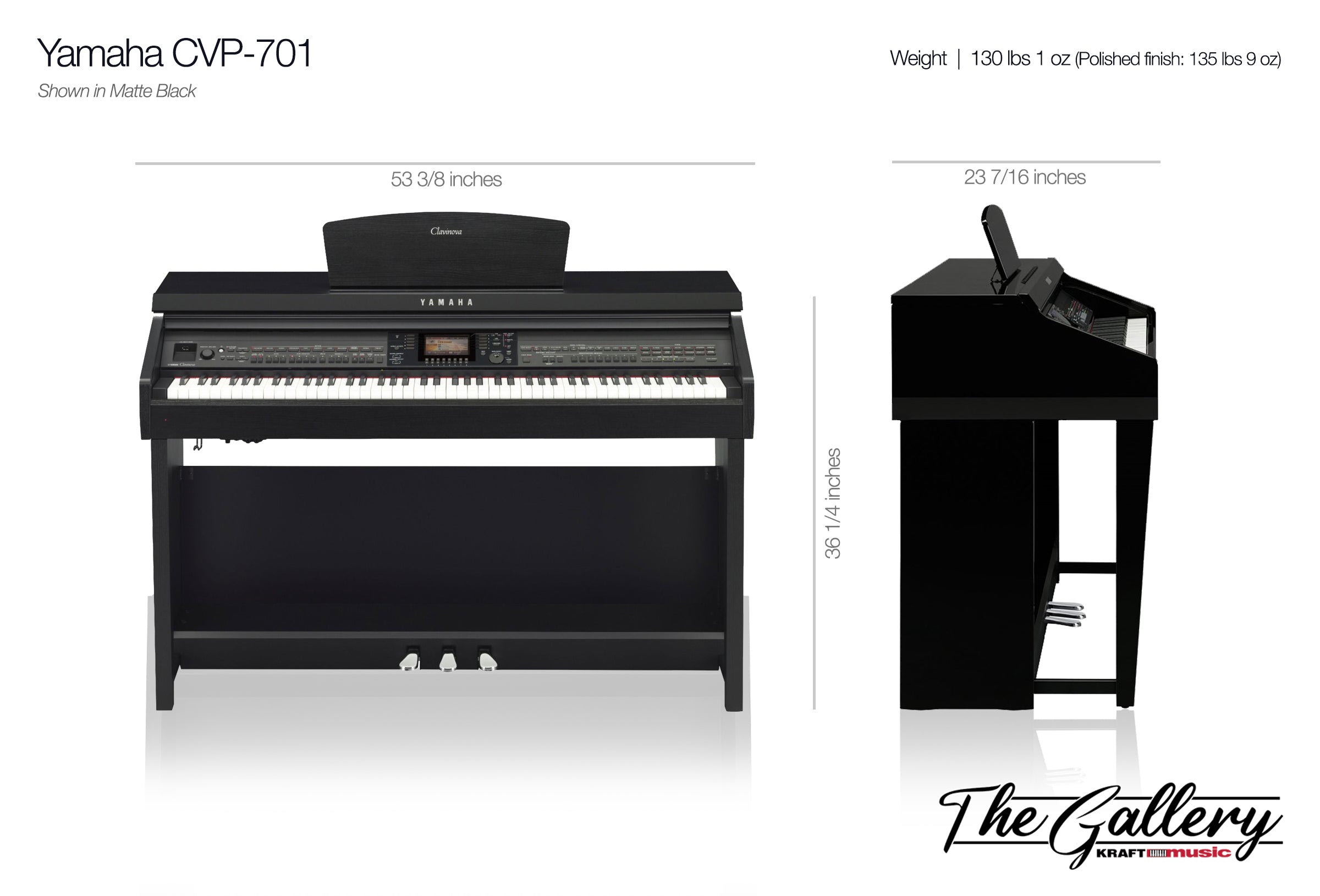 Yamaha Clavinova CVP-701 Digital Piano - Matte Black – Kraft Music