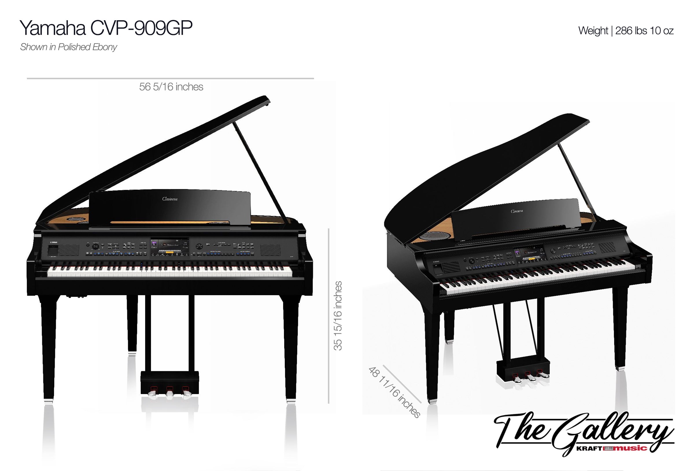 Yamaha Clavinova CVP-909GP Digital Grand Piano - Polished Ebony