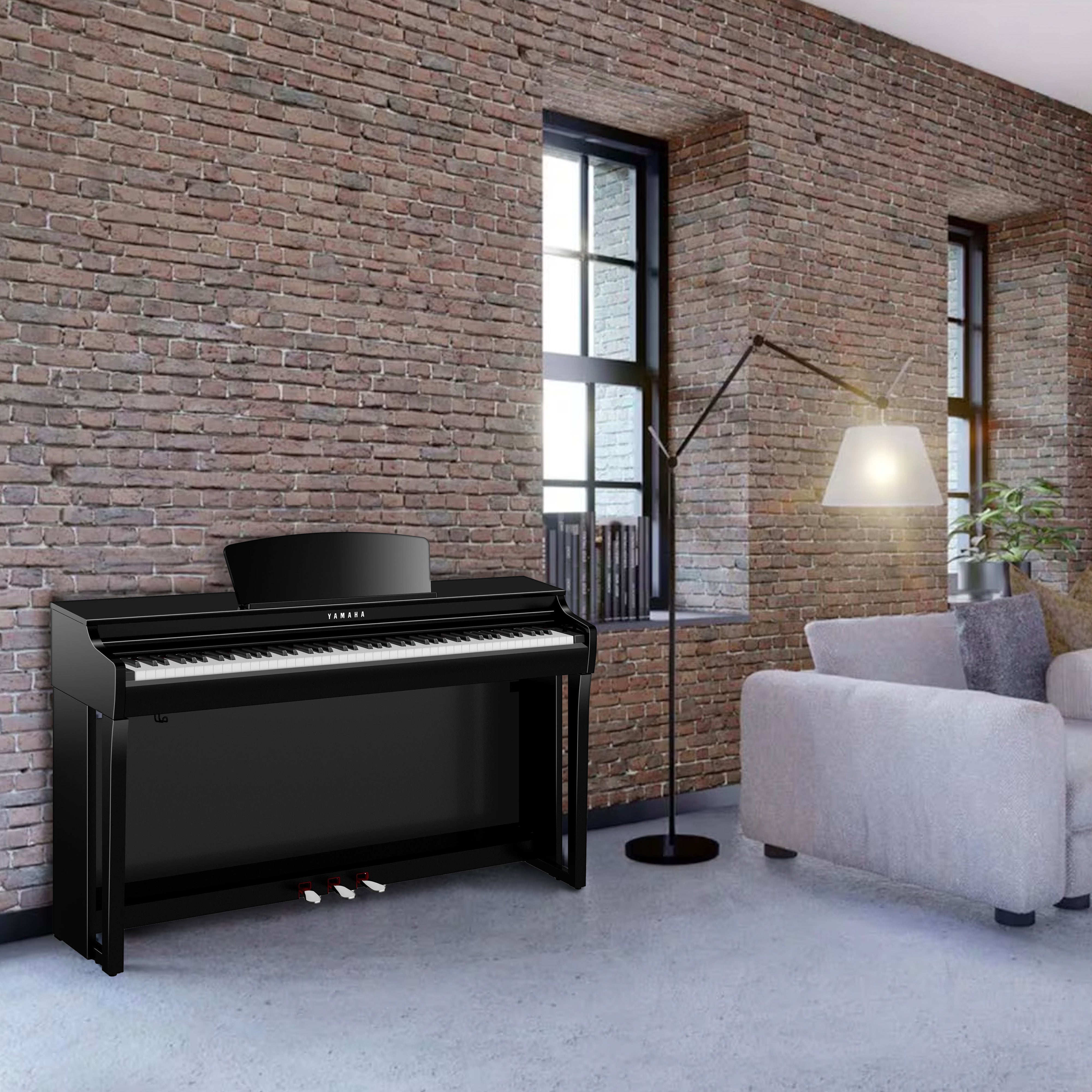 Yamaha Clavinova CLP-725 Digital Piano - Polished Ebony - in a loft apartment