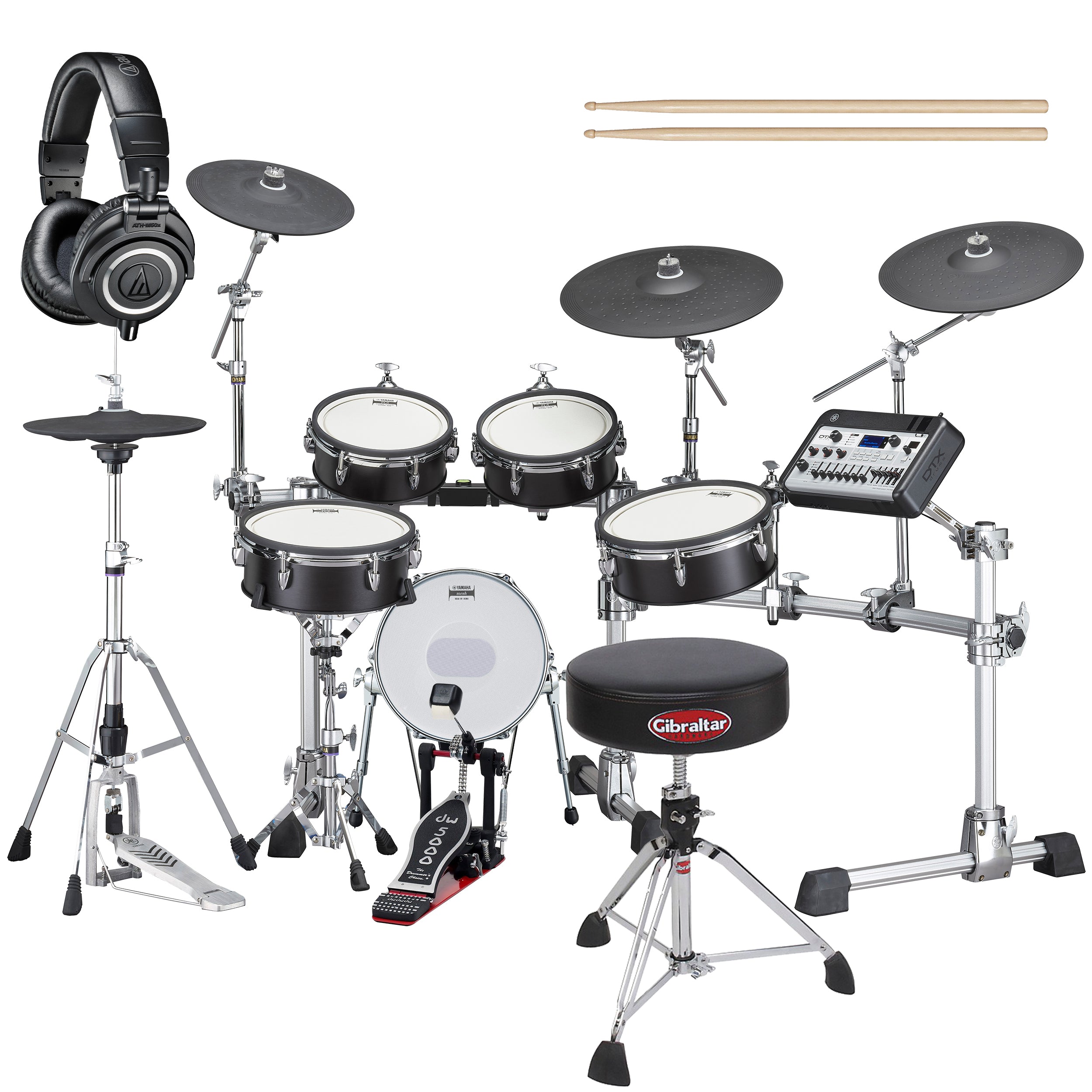 Yamaha DTX10K-X BF Electronic Drum Set - Black Forest DRUM ESSENTIALS BUNDLE