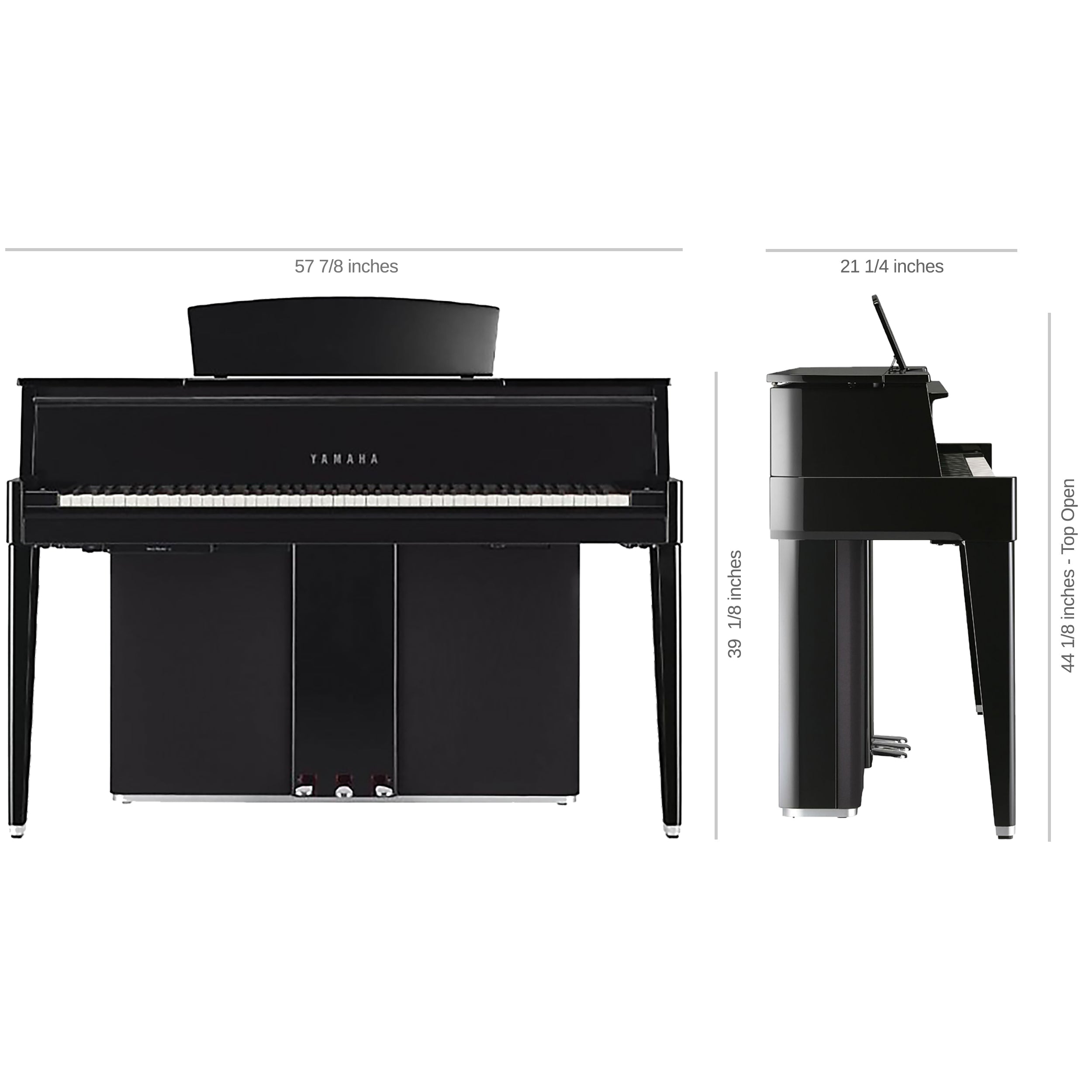 Yamaha AvantGrand N2 Hybrid Piano - Dimensions