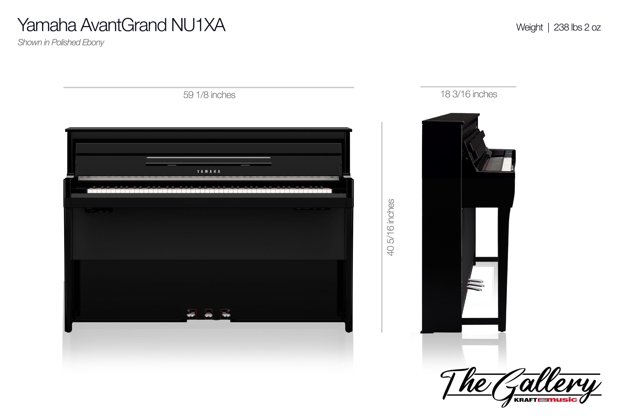 Yamaha AvantGrand NU1XA Hybrid Piano - Polished White – Kraft Music