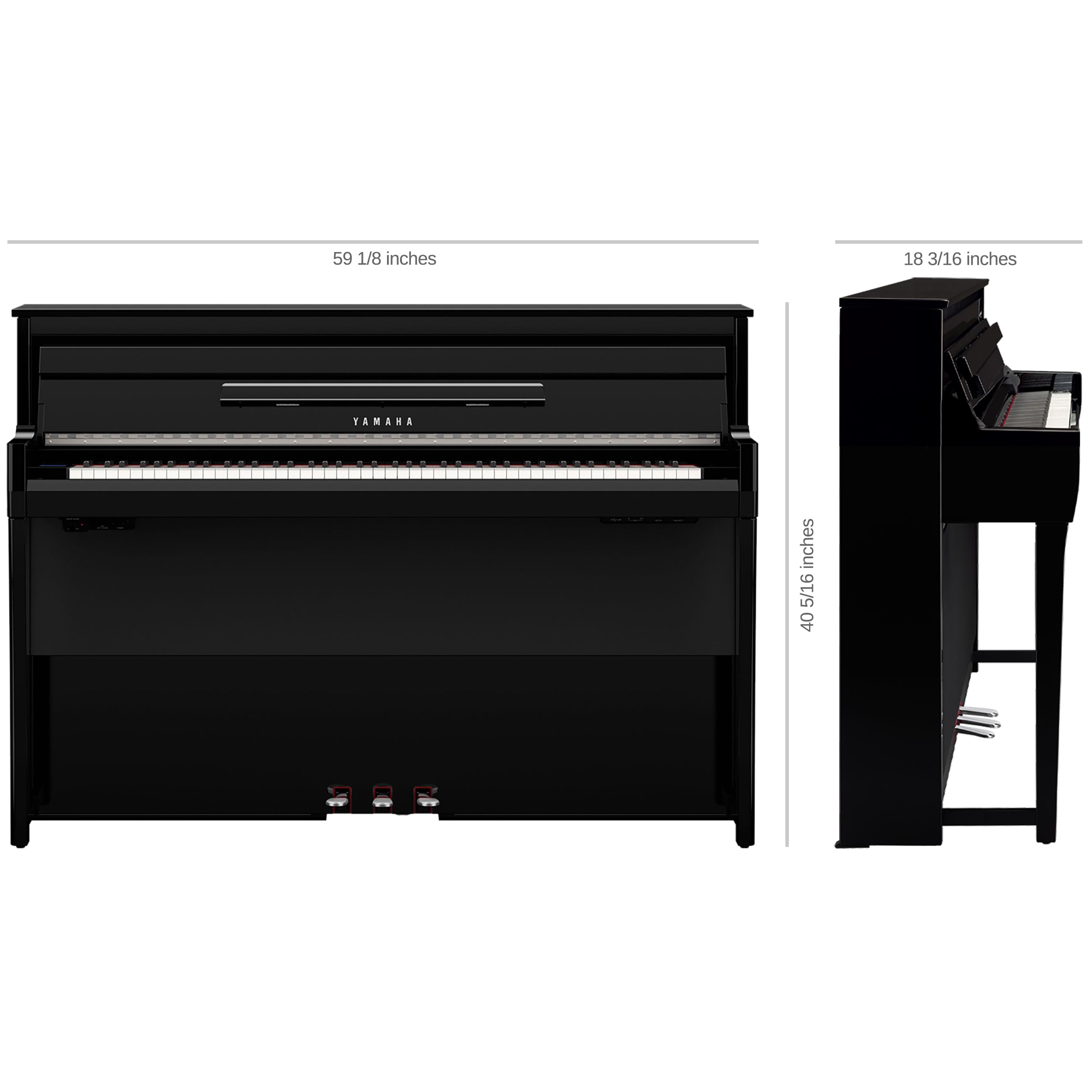 Yamaha AvantGrand NU1XA Hybrid Piano - Dimensions