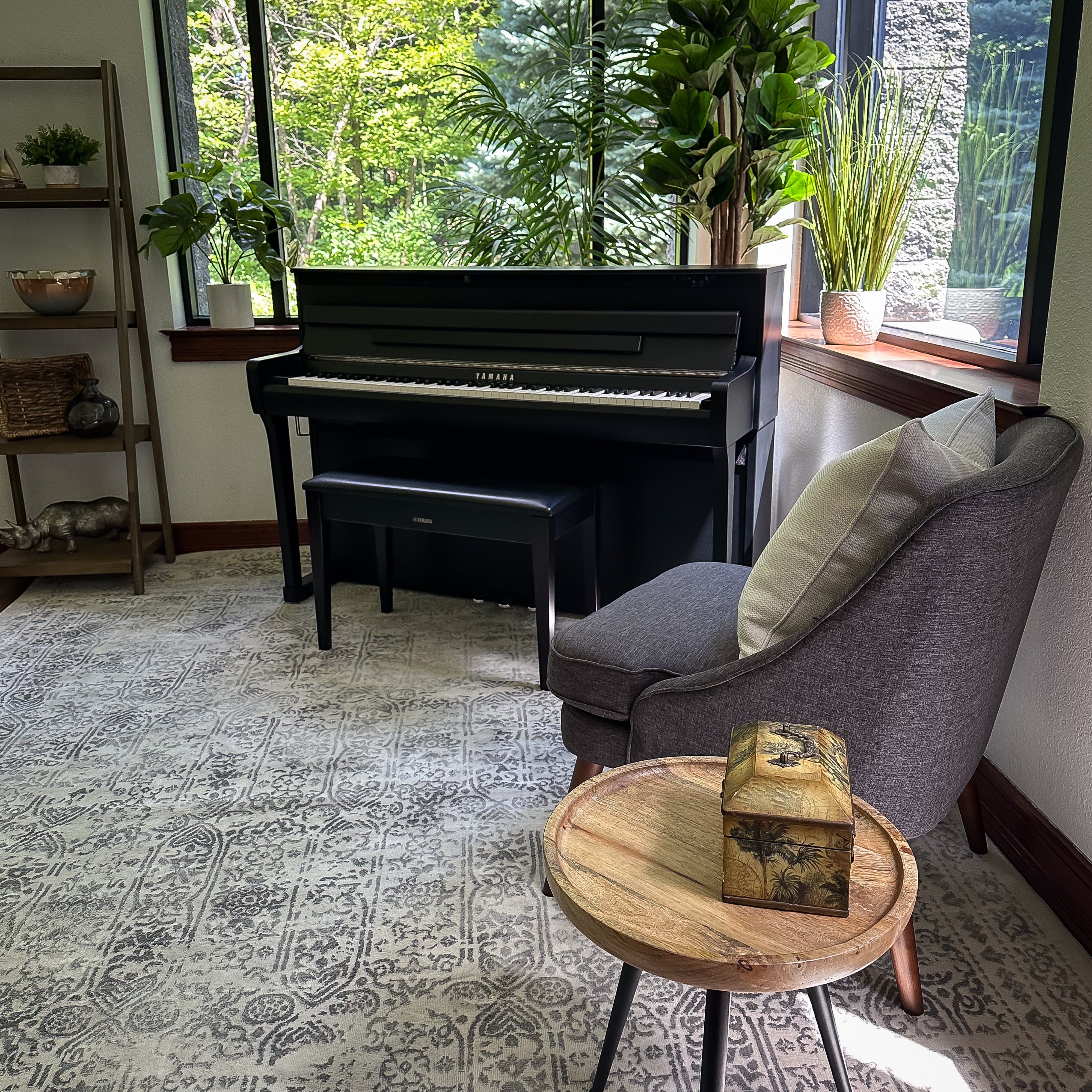 Yamaha Clavinova CLP-885 Digital Piano - Matte Black in a stylish room, view 1