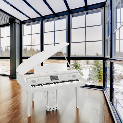 Yamaha Clavinova CVP-809GP Digital Grand Piano - Polished White - in a stylish commercial space