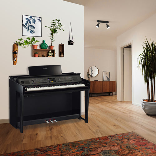 Yamaha Clavinova CVP-805 Digital Piano - Polished Ebony - in a stylish living space