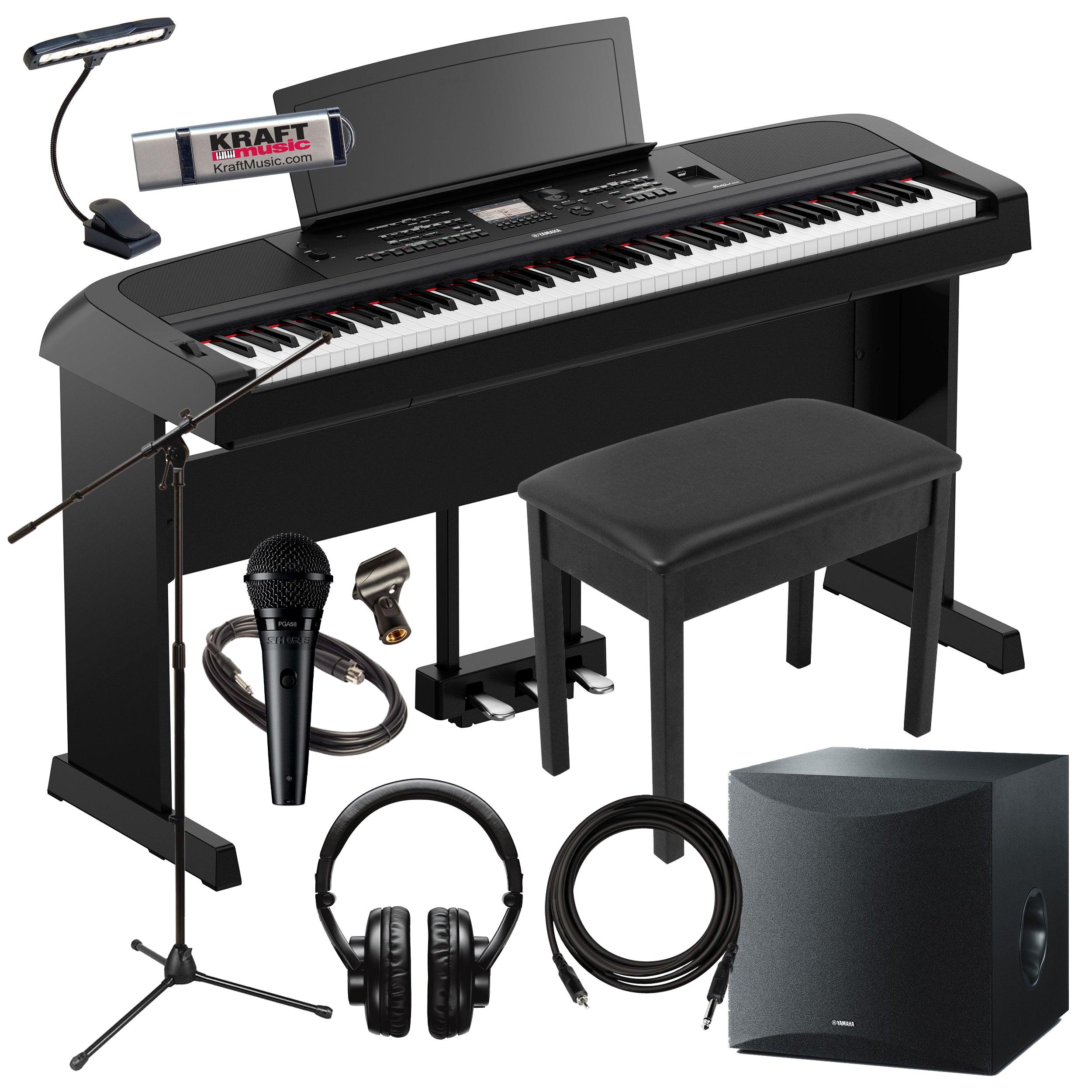 Yamaha DGX-670 Portable Grand Digital Piano - Black COMPLETE HOME BUNDLE PLUS