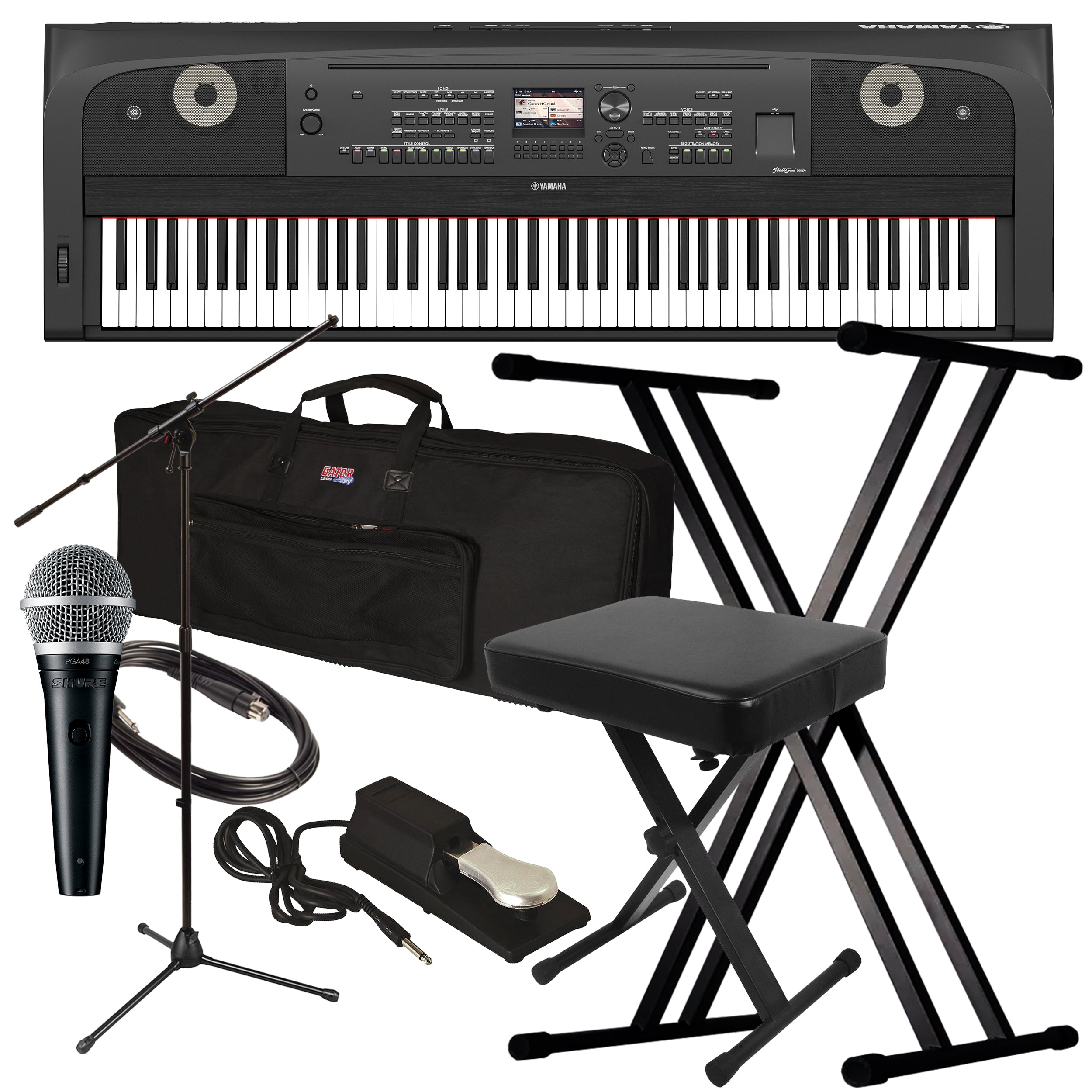 Yamaha DGX-670 Portable Grand Digital Piano - Black STAGE ESSENTIALS BUNDLE