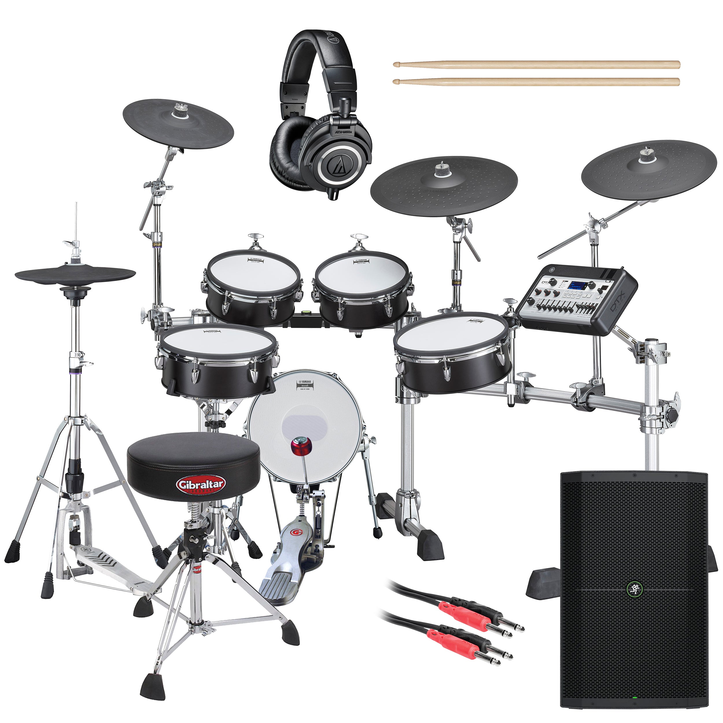 Yamaha DTX10K-M BF Electronic Drum Set - Black Forest COMPLETE DRUM BUNDLE