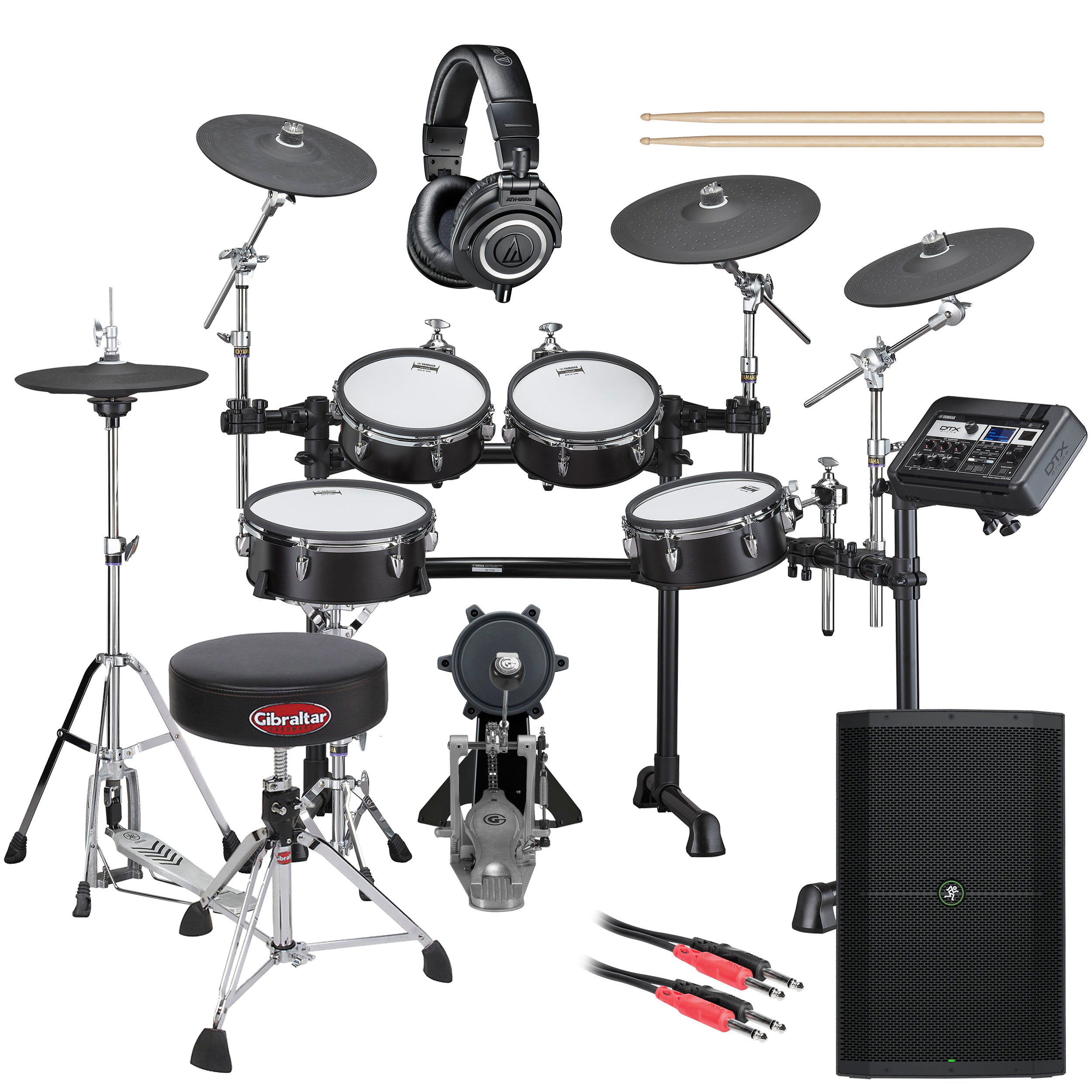 Yamaha DTX8K-M BF Electronic Drum Set - Black Forest COMPLETE DRUM BUNDLE