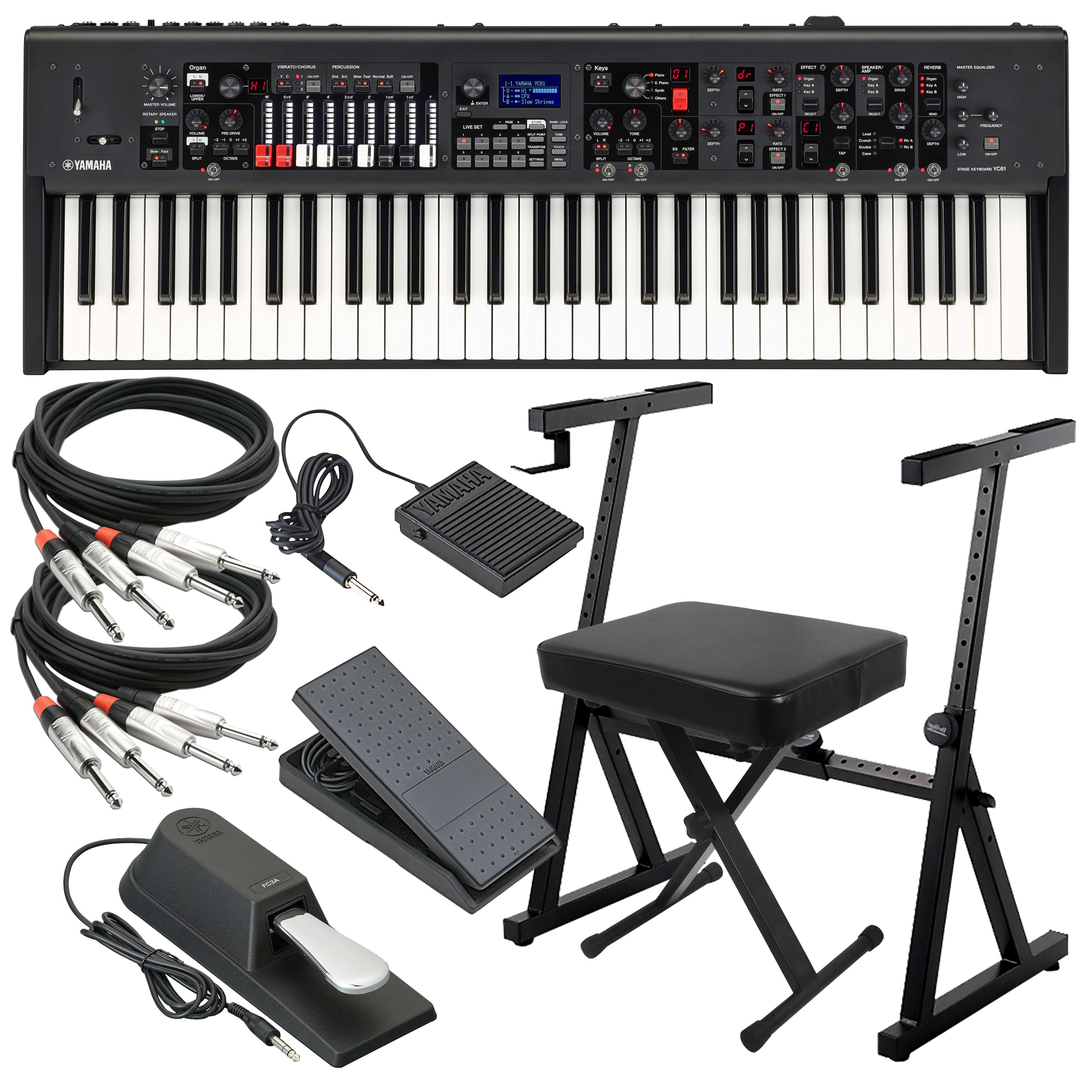 Yamaha YC61 61-Key Stage Keyboard and Organ KEY ESSENTIALS BUNDLE