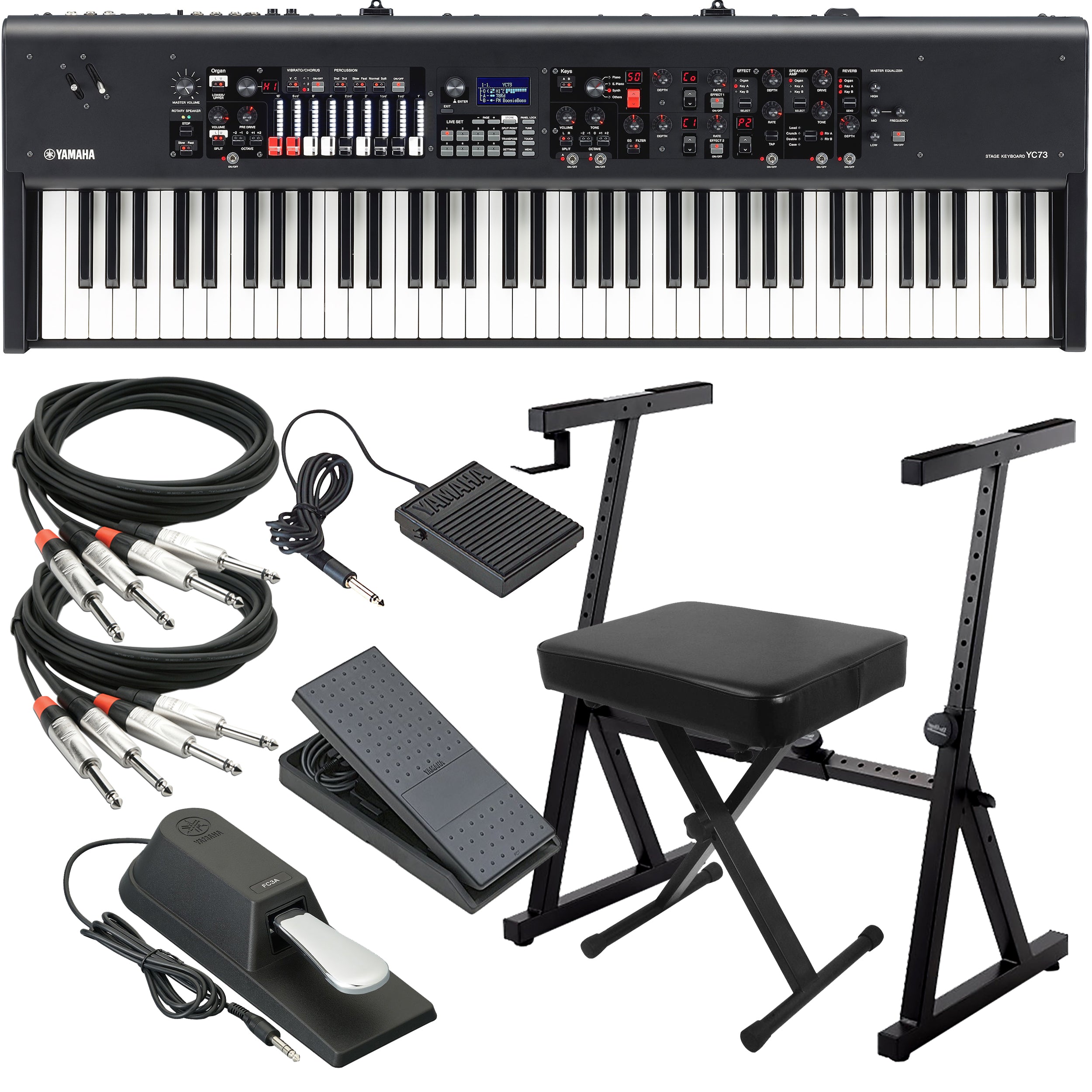 Yamaha YC73 73-Key Stage Keyboard and Organ KEY ESSENTIALS BUNDLE
