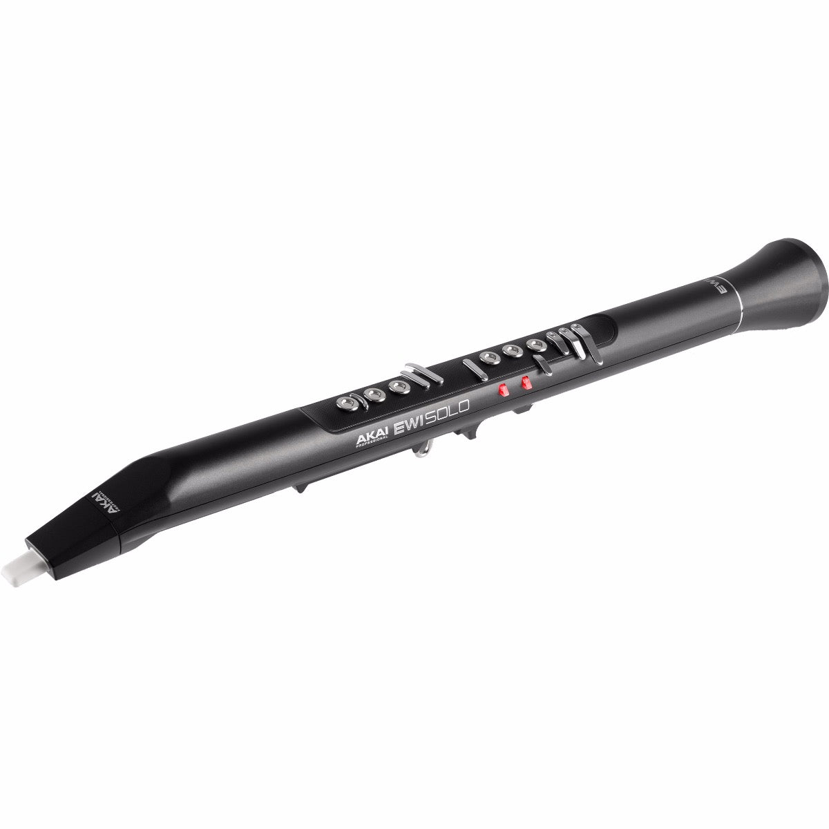 3/4 view of Akai Professional EWI Solo Electronic Wind Instrument showing top, right side and back