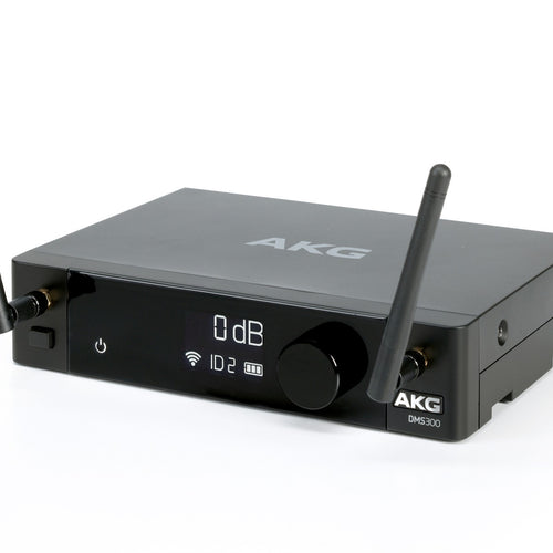Angled image of the receiver for the AKG DMS300 Wireless Instrument System