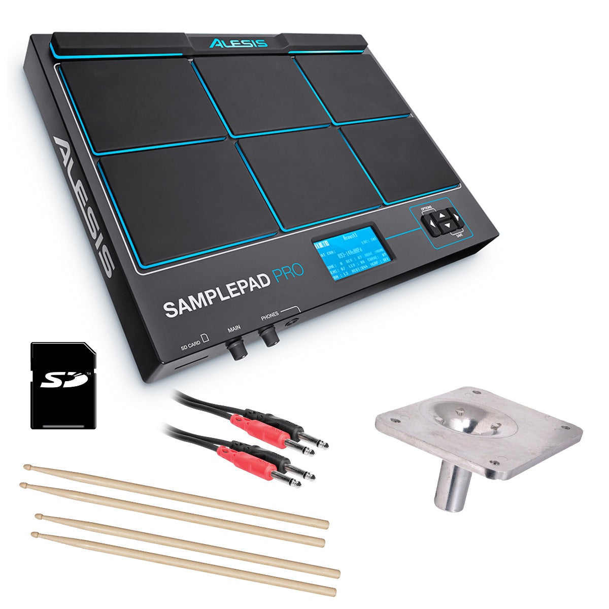 Collage image of the Alesis SamplePad Pro STAGE KIT