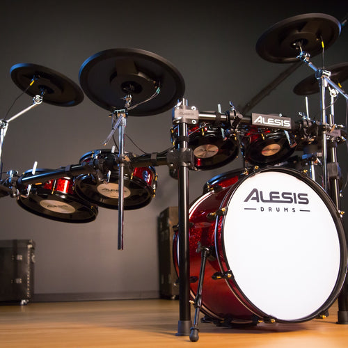 Low right angle image of strike pro se drum set
