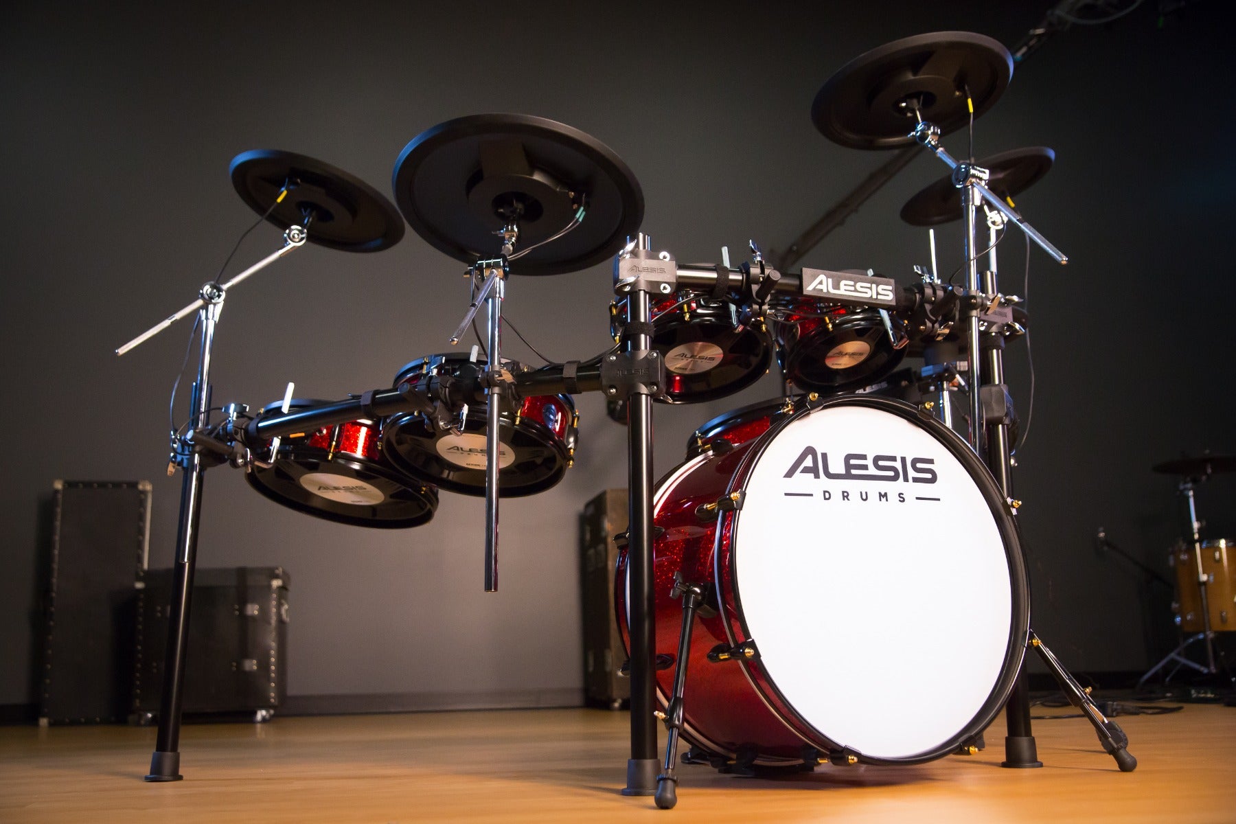 Low right angle image of strike pro se drum set
