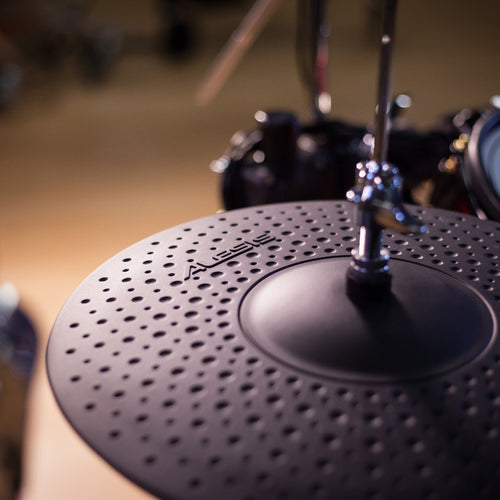 Close shot of a hi-hat cymbal for the strike pro se drum set
