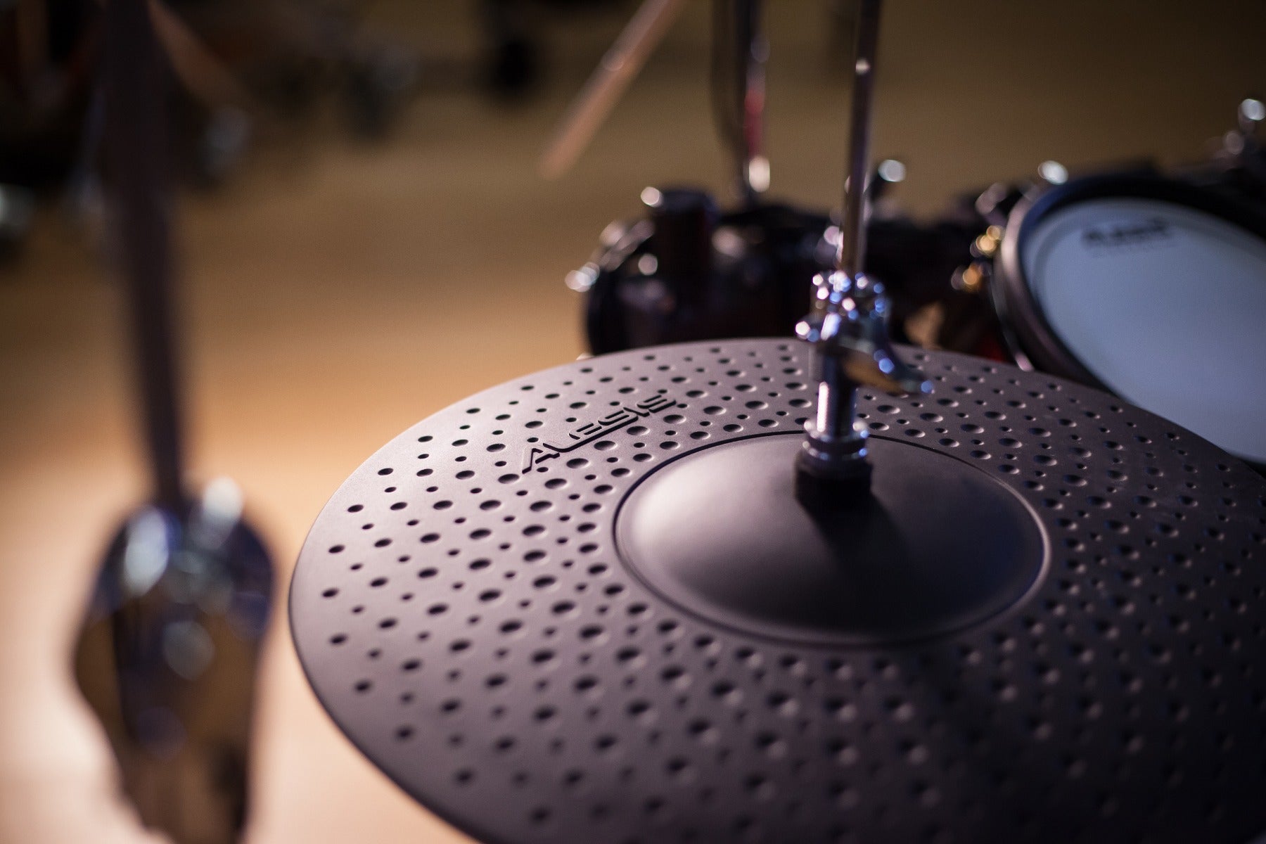 Close shot of a hi-hat cymbal for the strike pro se drum set