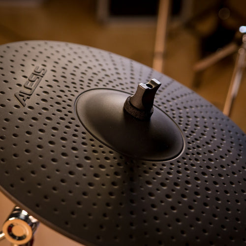 Close shot of a crash cymbal for the strike pro se drum set