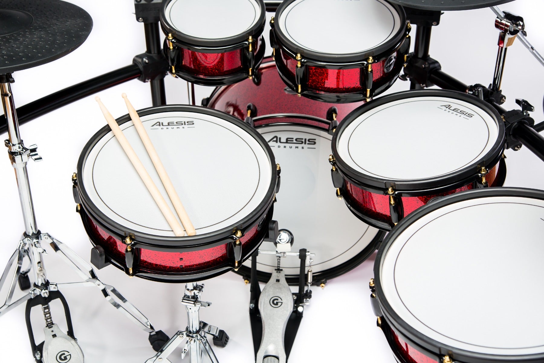 Image of the Alesis Strike Pro Kit Special Edition Electronic Drum Set toms and snare view