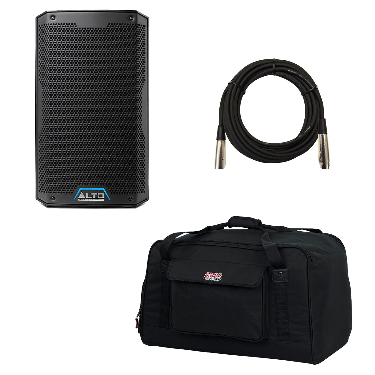 Collage image of the Alto TS408 8" 2-Way Powered Speaker CARRY BAG KIT
