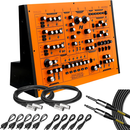 Collage showing components in Analogue Solutions Fusebox X Semi-Modular Analog Synthesizer CABLE KIT