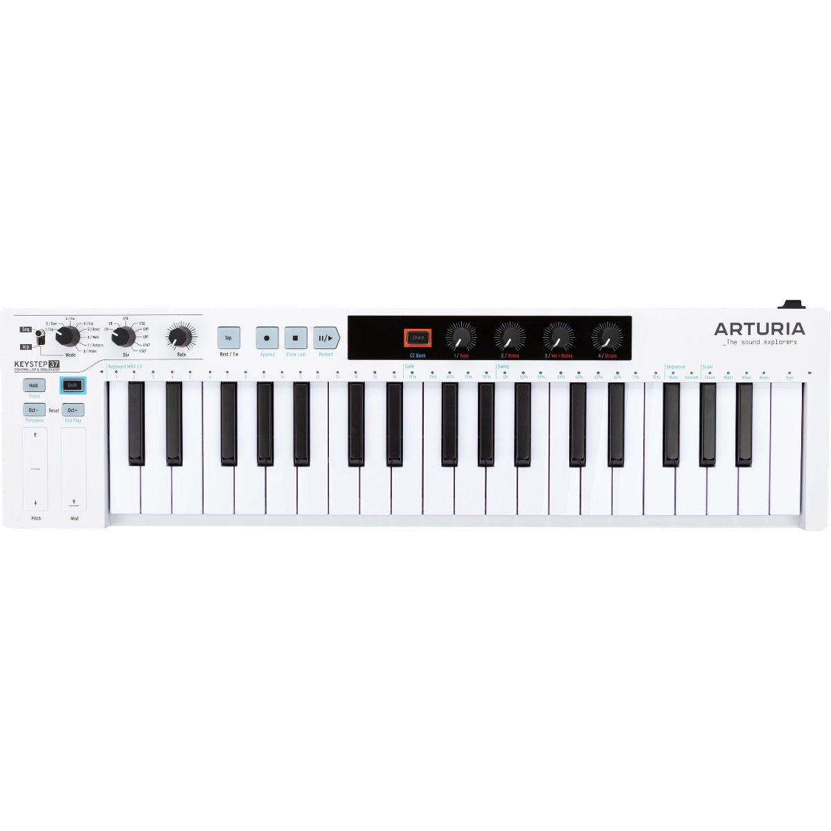 Top view of Arturia KeyStep 37 Controller and Sequencer