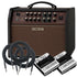 Boss Acoustic Singer Live LT bundle image with amp, two footswitchs, and three cables