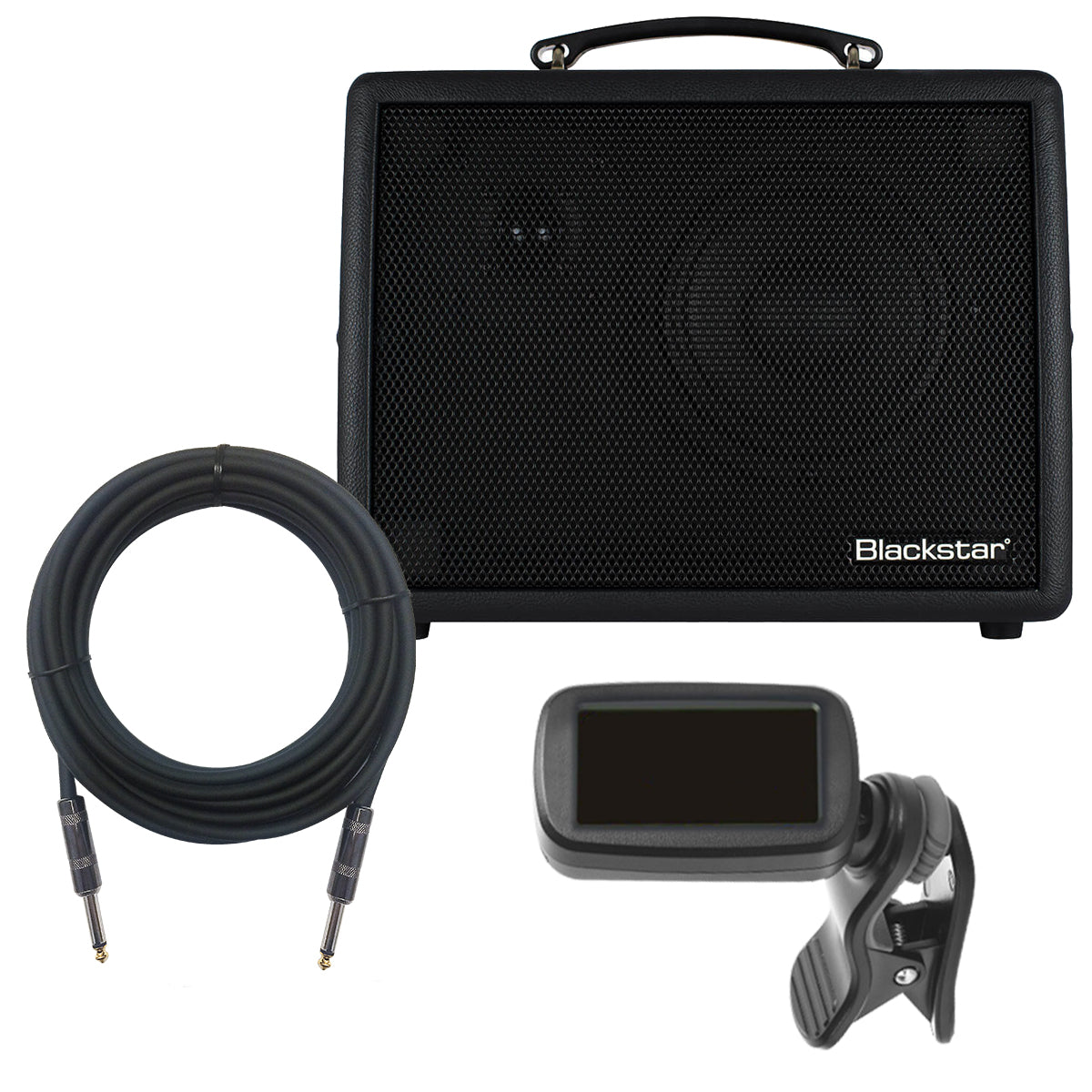 Collage image of the Blackstar Sonnet 60 watt Acoustic Amp - Black BONUS PAK