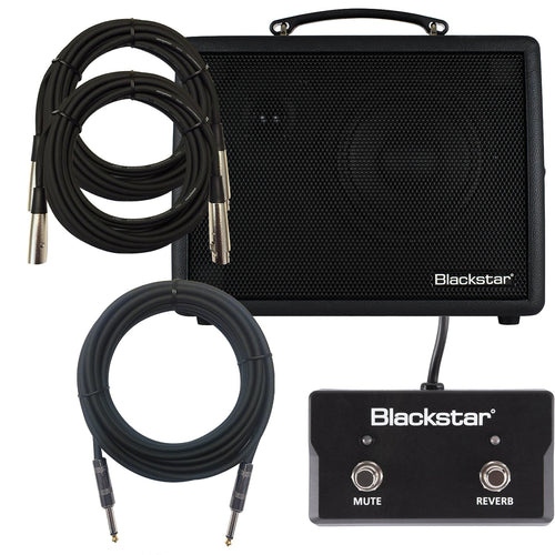 Collage image of the Blackstar Sonnet 60 watt Acoustic Amp - Black STAGE RIG