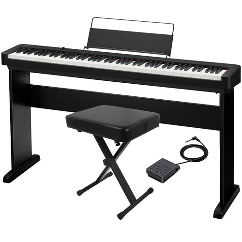 Collage of the components in the Casio CDP-S160 Compact Digital Piano - Black HOME ESSENTIALS BUNDLE