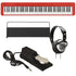 Collage of the Casio CDP-S160 Compact Digital Piano - Red BONUS PAK showing included components