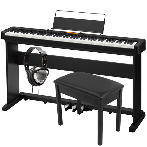 Collage of the components in the Casio CDP-S360 Compact Digital Piano - Black COMPLETE HOME BUNDLE