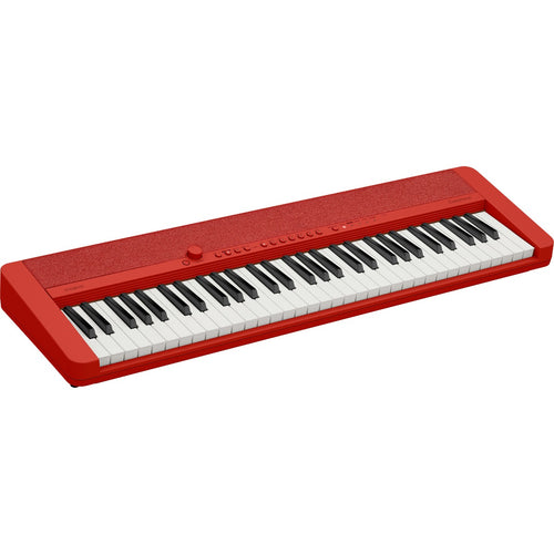 3/4 view of Casio Casiotone CT-S1 Portable Keyboard - Red showing top, front and left side