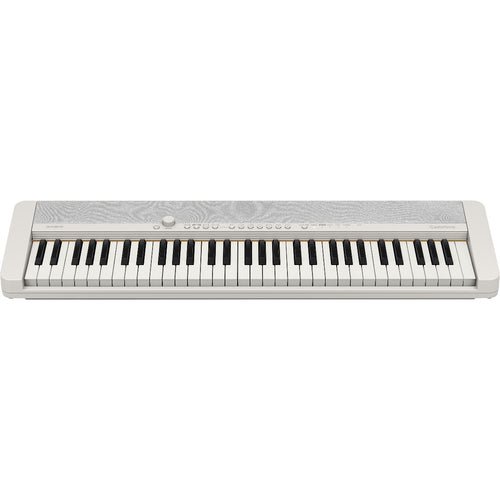 Perspective view of Casio Casiotone CT-S1 Portable Keyboard - White showing top and front