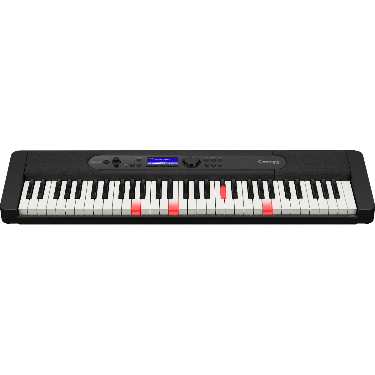 Perspective view of Casio Casiotone LK-S450 Portable Keyboard - Black showing top and front