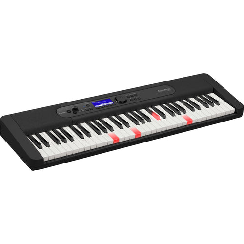 3/4 view of Casio Casiotone LK-S450 Portable Keyboard - Black showing top, front and left side